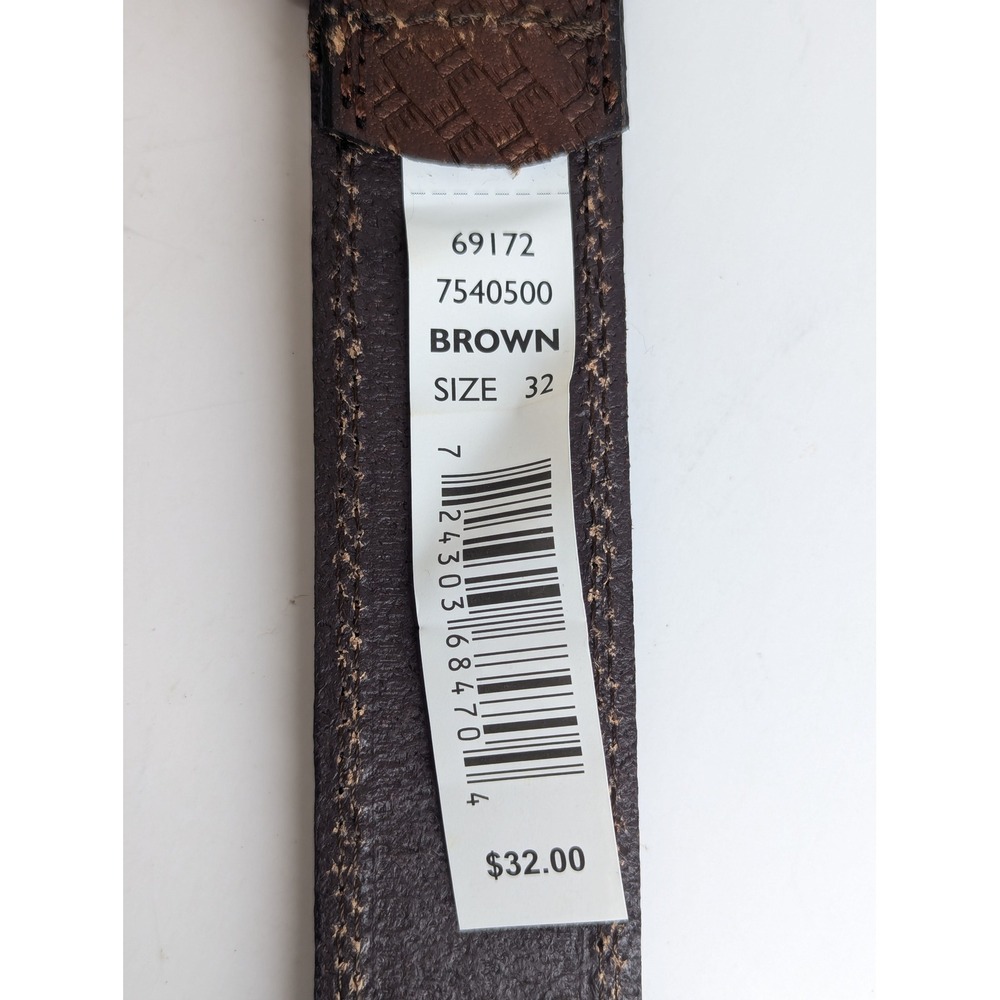 Berne Mens Basketweave Embossed Leather Work Belt Brown Size 32 7540500 NWT - Picture 7 of 7